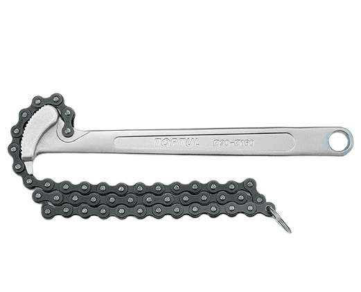 Cheie TOPTUL JJAH0901 pentru filtru ulei cu lanț, capacitate prindere 30-160 mm, lungime mâner 225 mm, lungime lanț 585 mm