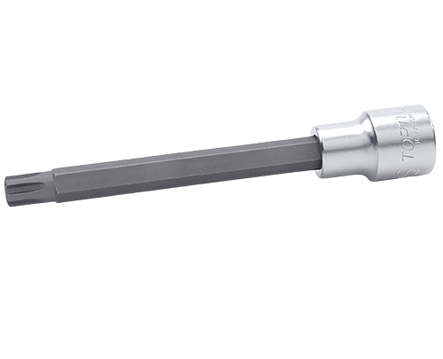 Bit pentru soclu tubular TOPTUL BCYA1610, profil torx, antrenor pătrat 1/2 inch, M10S, lungime 140 mm, crom vanadiu, pentru șuruburi chiulasă VW, AUDI