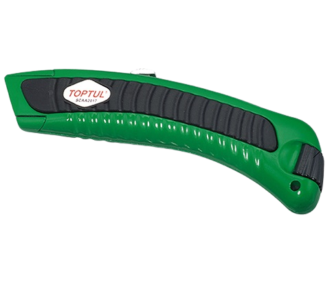 Cutter retractabil cu mâner curbat SCAA2017 TOPTUL, lungime 165 mm