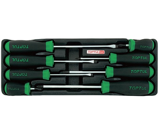 Set 8 surubelnite TOPTU, profil drept 4x100, 5.5x100, 6.5x150, 6.5x25 mm, phillips PH1x80, PH2x100, PH3x150, PH2x25 mm GAAT0805