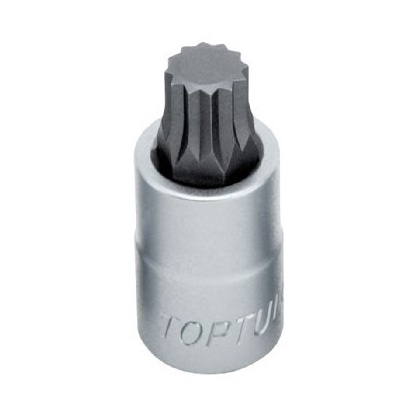 Bit cu profil bi-hexagonal TOPTUL BCHA1616, soclu tubular M16, prindere 1/2 inch, lungime 55 mm, crom vanadiu