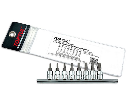 Set 7 biti TOPTUL GAAG0805, prindere pătrat 1/4 inch, lungime 37 mm, profil torx, dimensiune chei T8-T40