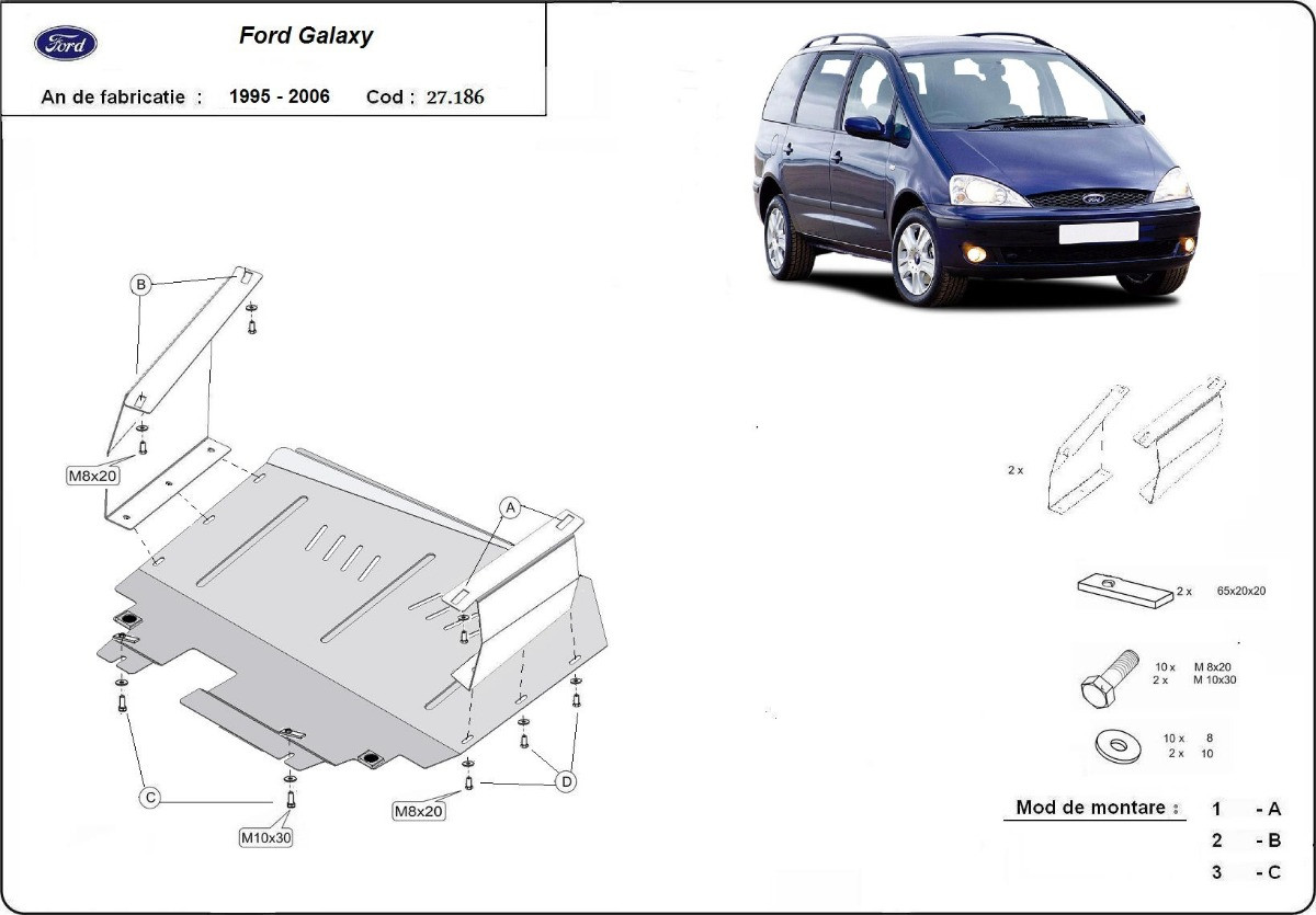 Scut metalic pentru motor, cutie de viteză pentru Ford Galaxy (1995-2006), Seat Alhambra, Volkswagen Alhambra, Sharan 1999-