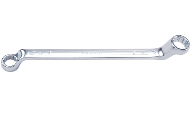 Cheie inelara cu cot AAAH1213 TOPTUL, unghi 45 grade, deschidere cheie 12x13 mm, lungime 206 mm, crom molibden