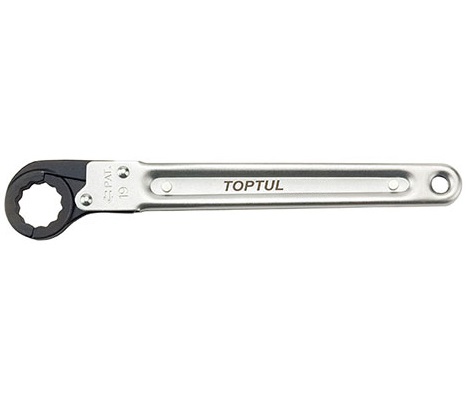 Cheie inelara cu clichet AEAT1111 TOPTUL, deschidere cheie 11 mm, lungime 156 mm, clesti crom molibden, corp crom vanadiu