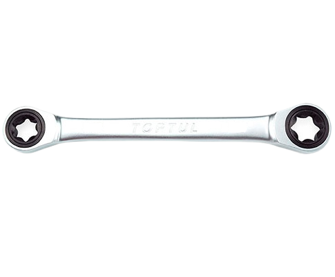 Cheie TOPTUL AOAC1418, inelara dubla cu clichet, 72 dinți, profil E-star, deschidere E14xE18 mm, lungime 181 mm, crom vanadiu