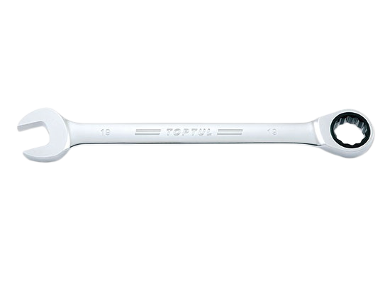 Cheie TOPTUL AOAF1616, combinată cu clichet, 72 dinți, deschidere 16 mm, lungime 208 mm, crom vanadiu