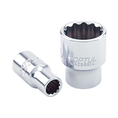 Cheie tubulara BAEB0809 TOPTUL, antrenor patrat 1/4 inch, profil bi-hexagonal, deschidere cheie 9 mm, lungime 25 mm, crom vanadiu