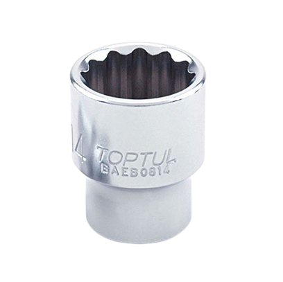 Cheie tubulara BAEB0814 TOPTUL, prindere patrat 1/4 inch, profil bi-hexagonal, deschidere cheie 14 mm, lungime 25 mm, crom vanadiu