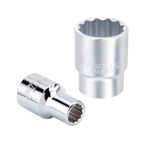 Cheie TOPTUL BAEB1622, tubulară, antrenor pătrat 1/2 inch, profil bi-hexagonal, deschidere 22 mm, lungime 40 mm, crom vanadiu