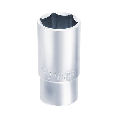 Cheie TOPTUL tubulara adanca BAEE1213, prindere patrat 3/8 inch, profil hexagonal, deschidere cheie 13 mm, lungime 63 mm, crom vanadiu