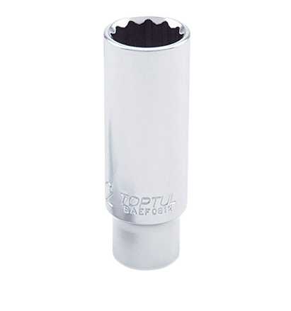 Cheie BAEF0813 tubulara lunga TOPTUL, prindere 1/4 inch, profil bi-hexagonal, deschidere cheie 13 mm, lungime 50 mm, crom vanadiu