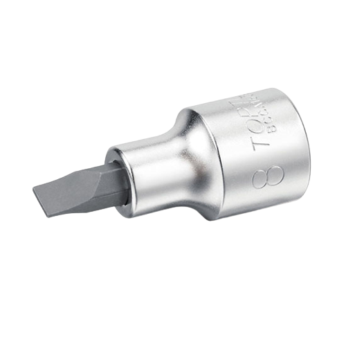 Bit TOPTUL BCCA0808 cu soclu tubular, profil drept 1.2x8 mm, prindere 1/4 inch, lungime 37 mm, crom vanadiu