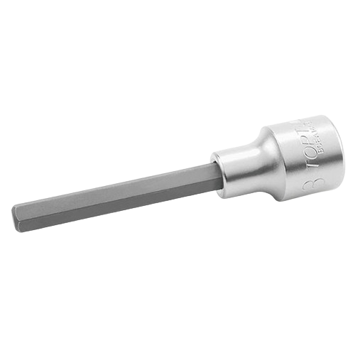 Bit TOPTUL cu soclu tubular BCEA1606, prindere patrat 1/2 inch, profil hexagonal 6 mm, lungime 100 mm, otel crom vanadiu