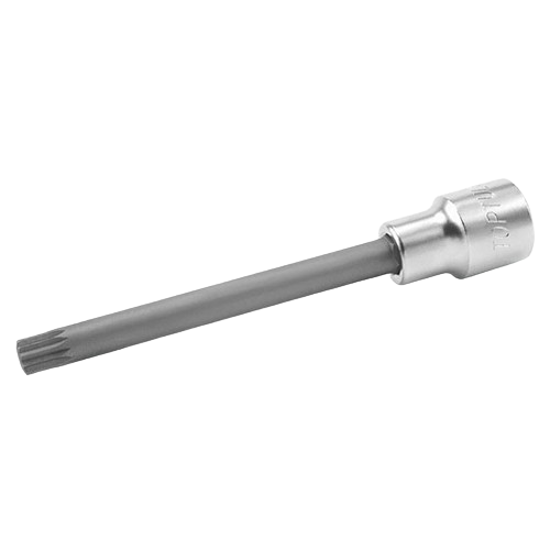 Bit cu profil spline TOPTUL BCMD1612, soclu tubular, prindere pătrat 1/2 inch, M12, lungime 140 mm, oțel crom vanadiu