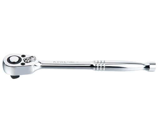 Antrenor TOPTUL CHAM1220 clichet reversibil, eliberare rapidă, 72 dinți, antrenor pătrat 3/8 inch, lungime 198 mm, finisaj cromat