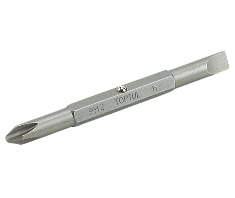 Bit insurubare TOPTUL FKAA0206, cu 2 capete Phillips PH2 x drept 6 mm, lungime 75 mm, otel S2