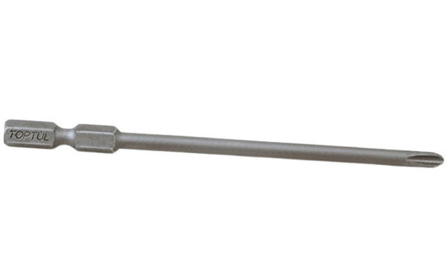 Bit pentru insurubare extra-lung TOPTUL FSLB0802, profil phillips PH2, prindere hexagonala 1/4 inch, diametru 4.5 mm, lungime 100 mm, otel S2