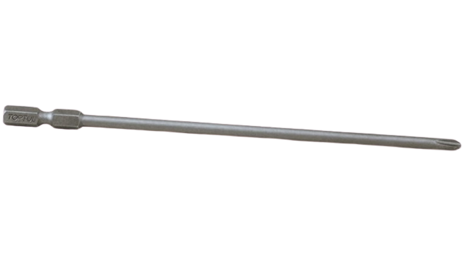 Bit extra-lung TOPTUL FSLC0802 pentru insurubare, profil Phillips PH2, prindere hexagonală 1/4 inch, diametru 4.5 mm, lungime 150 mm, oțel S2