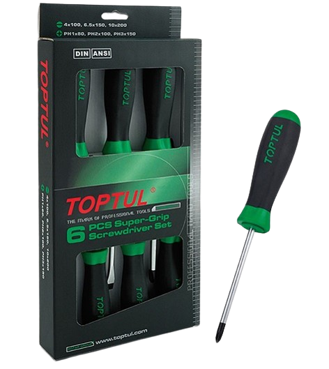 Set 6 surubelnite TOPTUL GAAE0611, profil drept, Phillips, mânere aderente