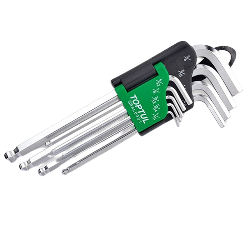 Set chei inbus lungi TOPTUL GBAL0901, profil hexagonal, 1/16 inch, 5/64 inch, 3/32 inch, 1/8 inch, 5/32 inch, 3/16 inch, 1/4 inch, 5/16 inch, 3/8 inch