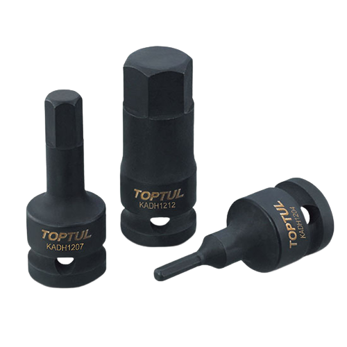 Cheie impact bit TOPTUL KADH1609, prindere patrat 1/2 inch, profil hexagonal, deschidere cheie 9 mm, lungime 60 mm, crom molibden