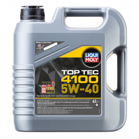 Ulei LIQUI MOLY Top Tec 4100 5W40 2195, volum 4 litri, sintetic pentru Fiat, BMW, Renault, MB...
