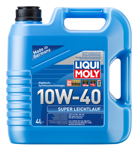 Ulei LIQUI MOLY Super Leichtlauf 10W40 9504, volum 4 litri, sintetic pentru Fiat, Citroen, Renault, Peugeot...
