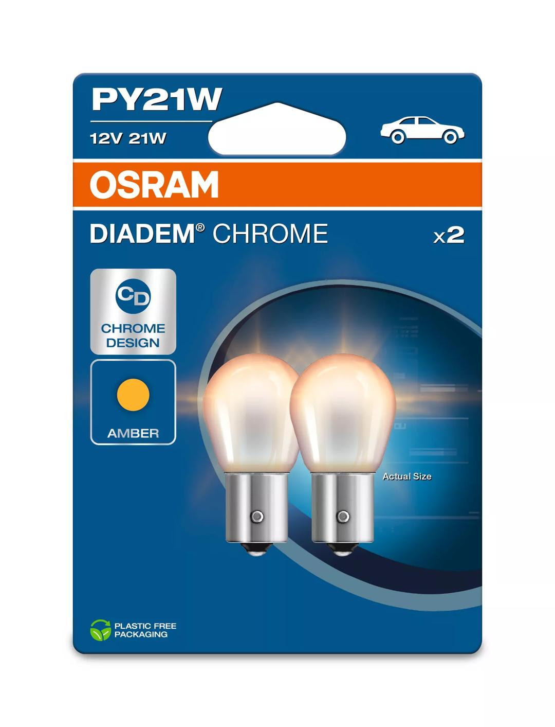 Bec Diadem Chrome PY21W 12V 21W BAU15s Set 2 buc Osram