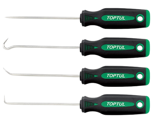 Set 4 cârlige cu mâner TOPTUL GAAR0401, vârf drept, vârf cârlig, vârf 45 de grade, vârf 90 de grade