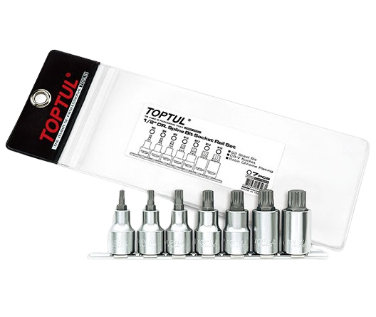 Set 7 biti pentru insurubare TOPTUL GAAG0703, prindere 1/2 inch, profil spline M5, M6, M8, M10, M12, M14, M16