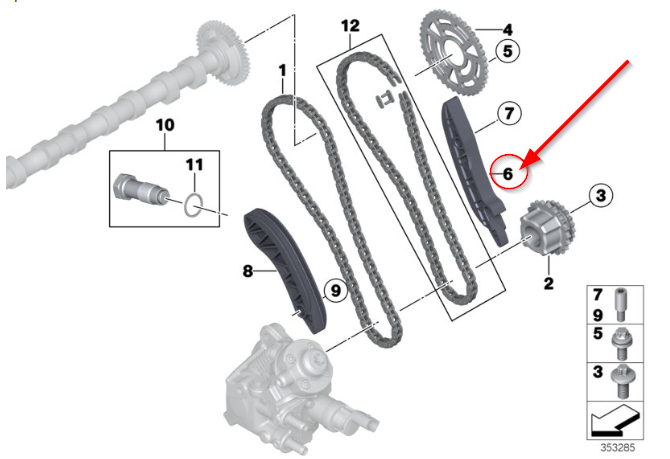 Patina stg pentru lant distributie superior Bmw Seria 1, Seria 2, Seria 3, Seria 4, Seria 5, X1, X2, X3, X5