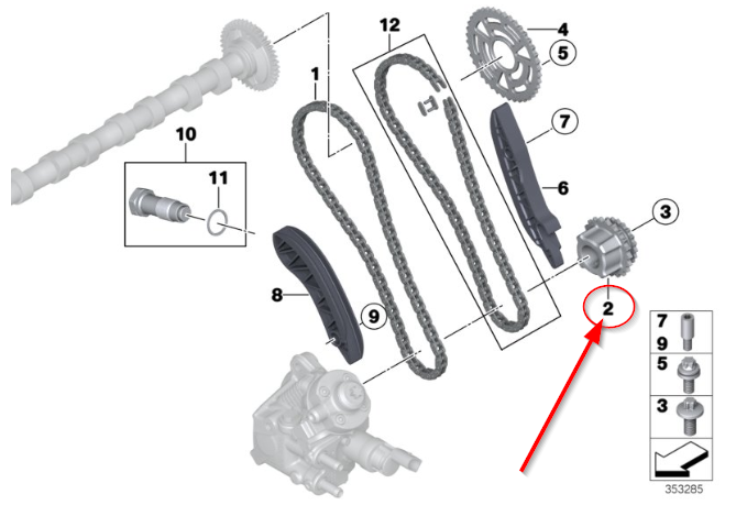 Pinion arbore cotit Bmw  Seria 1, Seria 2, Seria 3, Seria 4, Seria 5, X1, X2, X3, X5