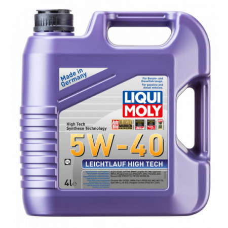 Ulei LIQUI MOLY Leichtlauf High Tech 5W40 2595, volum 4 litri, sintetic pentru motor Fiat, BMW, Citroen, Renault...