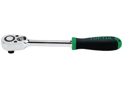 Antrenor TOPTUL CJRM1220 clichet reversibil, eliberare rapidă, 72 de dinți, antrenor pătrat 3/8 inch, lungime 202 mm, mâner cauciuc, aderent