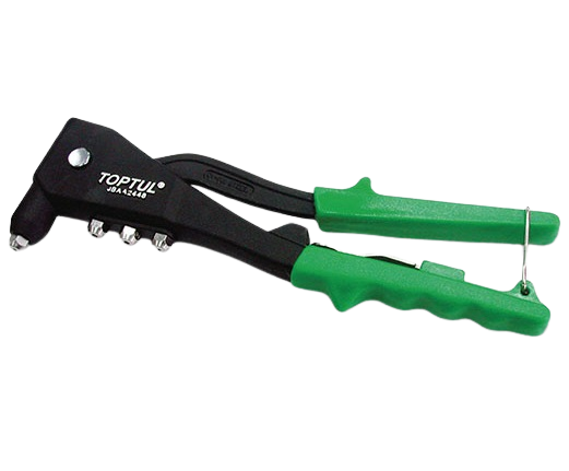 Cleste TOPTUL JBAA2448 pentru pop-nit, 4 capete interschimbabile, 2.4 mm, 3.2 mm, 4.0 mm, 4.8 mm, manere crom molibden