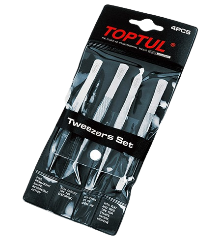 Set 4 pensete TOPTUL JGAA0401, 1 x drept varf, 1 x ascutit varf, 1 x 45 grade varf, 1 x plat varf, husa depozitare