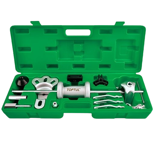 Trusa TOPTUL JGAI1303, ciocan extractor pentru butuci, capete extractie, îndreptat tablă, cutie plastic