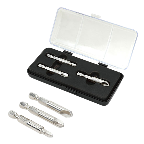 Set 3 extractoare șuruburi TOPTUL JGAW0301, profil hexagonal 1/4 inch, cutie de depozitare