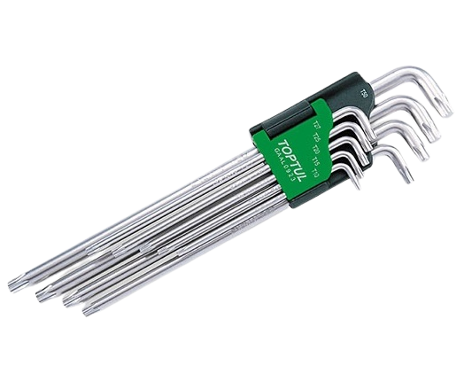 Set chei inbus torx extra-lungi TOPTUL GAAL0923, dimensiuni T10, T15, T20, T25, T27, T30, T40, T45, T50, crom vanadiu