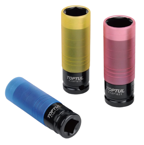 Trusa GDAS0301 3 chei tubulare de impact pentru jante aluminiu TOPTUL, prindere 1/2 inch, deschidere chei 17, 19, 21 mm