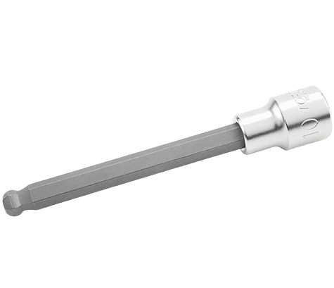 Bit TOPTUL BCSA1605, lung cu soclu tubular, prindere pătrat 1/2 inch, profil bilă hexagonală 5 mm, lungime 140 mm, crom vanadiu