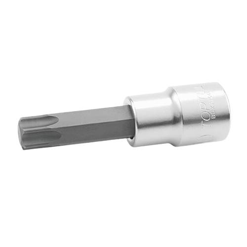 Bit cu profil stea TOPTUL BCXA1630, soclu tubular, antrenor pătrat 1/2 inch, deschidere cheie T30, lungime 80 mm, crom vanadiu