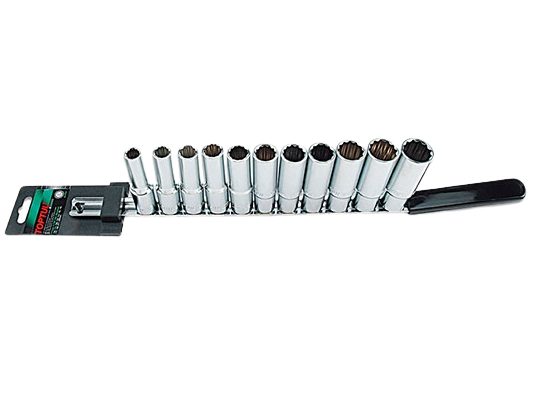 Set chei tubulare lungi TOPTUL GAAQ1106, prindere 1/2 inch, profil hexagonal, deschidere cheie 10-22 mm, satinat