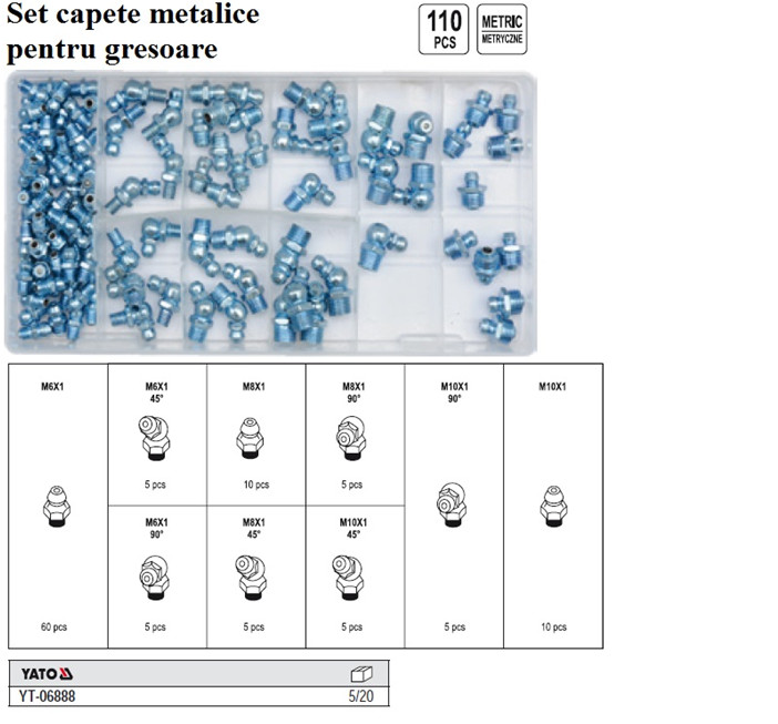 Set capete metalice pentru unelte de gresare