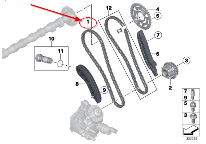 Lant superior distributie pentru Bmw Seria 1, Seria 2, Seria 3, Seria 4, Seria 5, X1, X2, X3, X5