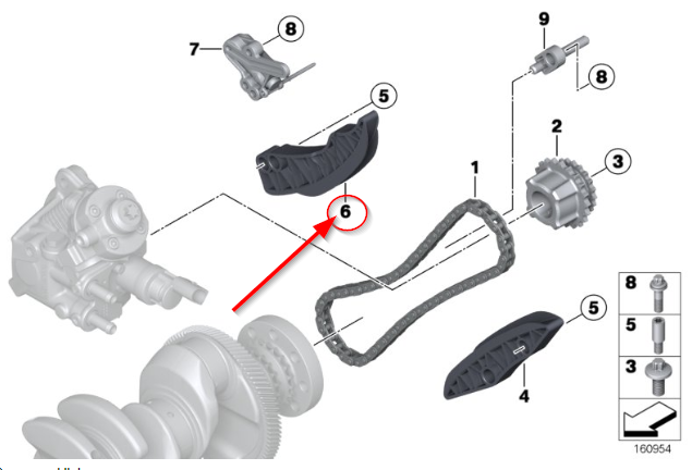 Patina de lant distributie inferior pentru Bmw Seria 1, Seria 2, Seria 3, Seria 4, Seria 5, X1, X2, X3, X5