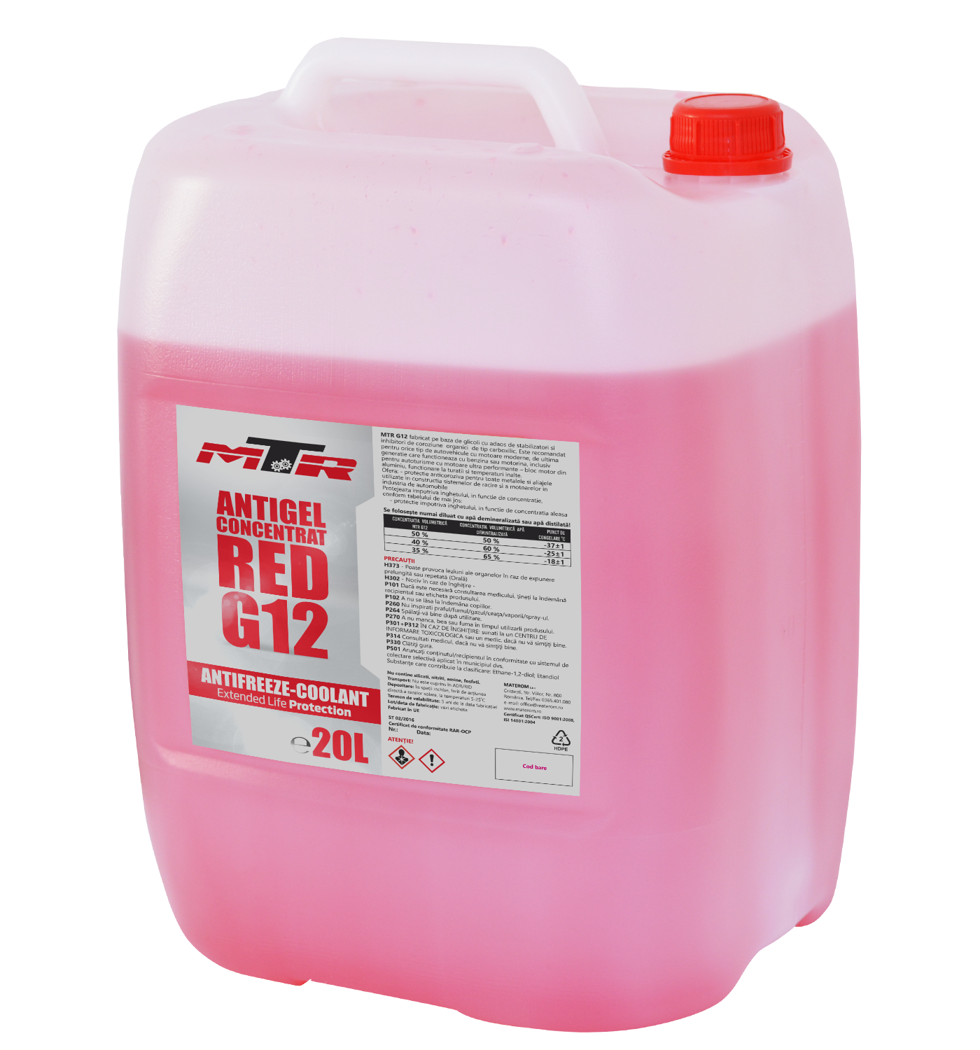 Antigel MTR Rosu G12 concentrat (-36°C) 20L