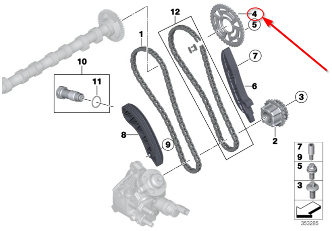 Pinion ax cu came pentru Bmw Seria 1, Seria 2, Seria 3, Seria 4, Seria 5, X1, X2, X3, X5