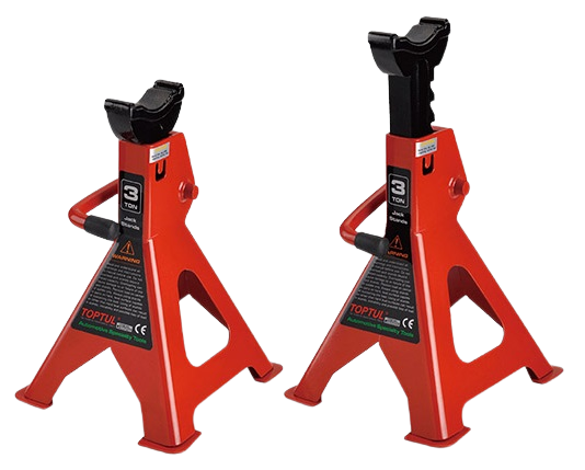 Set 2 capre jack stand suport masina TOPTUL JHAA0203, capacitate maxima sustinuta 3 tone, inaltime reglabila 285-428 mm, baza 185 x 205 mm
